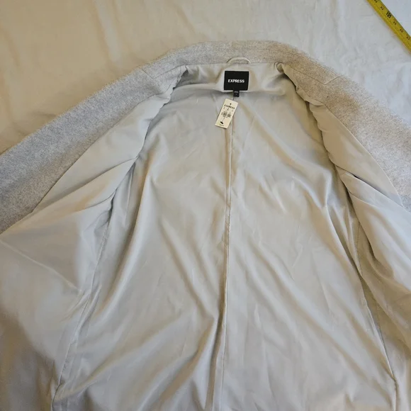 Express Belted Wrap Front Faux Wool Coat Light Gray HAL3 - Picture 14 of 16